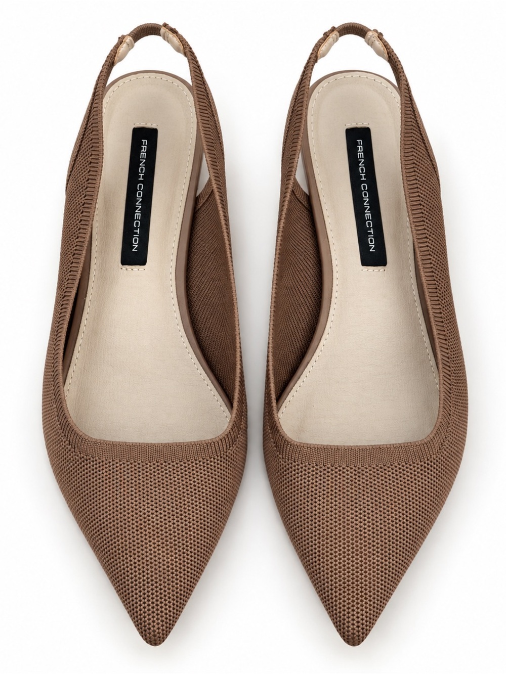 French Connection Brown Knit Pointed Toe Slingback Flats Size 8.5